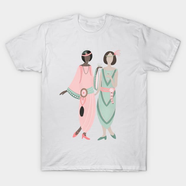 Art Deco flapper girls T-Shirt by Home Cyn Home 